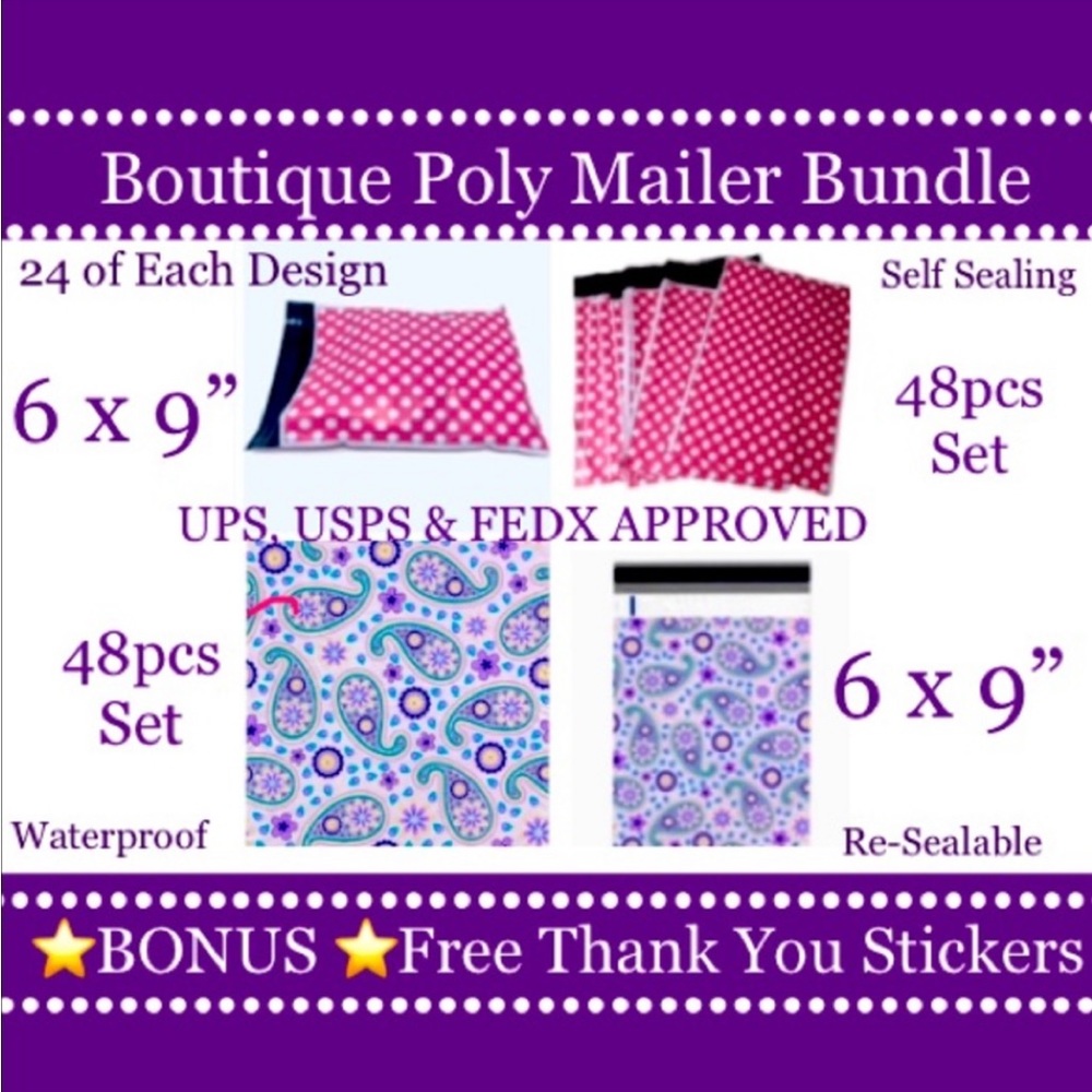48pcs 6x9’ Mix ~ Poly mailer Bags 🌿🆕🌿
~BONUS⭐️48ct Free Thank You Stickers